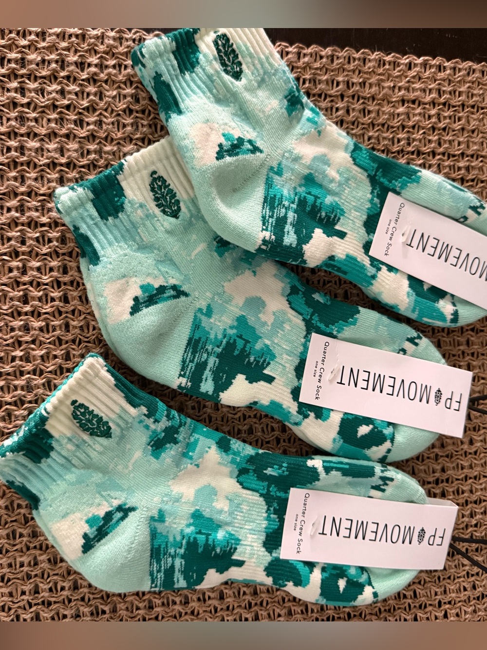 Brand New Set of 3 Free People FP Movement Quarter Crew Socks Cotton Blend